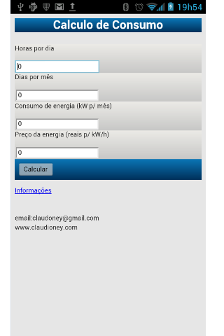    Cálculo de consumo de energia- screenshot  