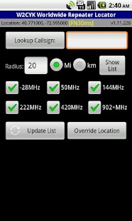 RFinder Worldwide Repeater Dir screenshot