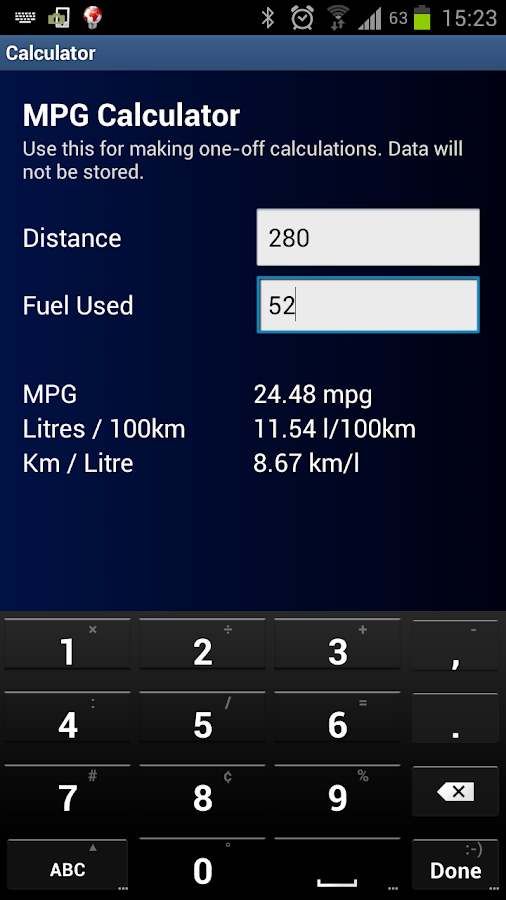 MPG Calculator UKFuel Logging Android Apps on Google Play