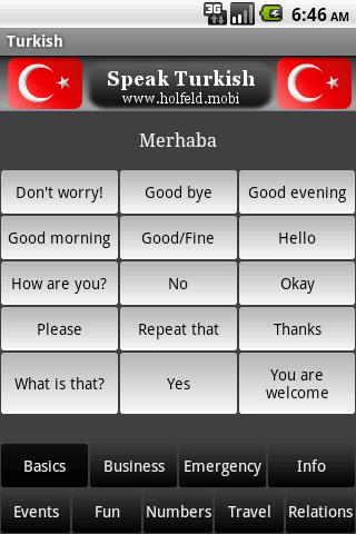 Android application Speak Turkish screenshort