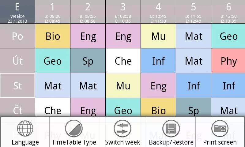 Quick TimeTable - screenshot