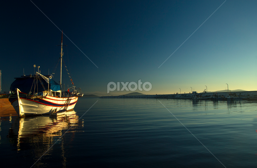 White and Blue by Mustafa Çetinkaya - Transportation Boats