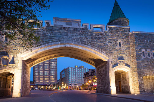 Quebec-fortifications - The historic fortifications of Quebec City stand in contrast to its modern cityscape. 