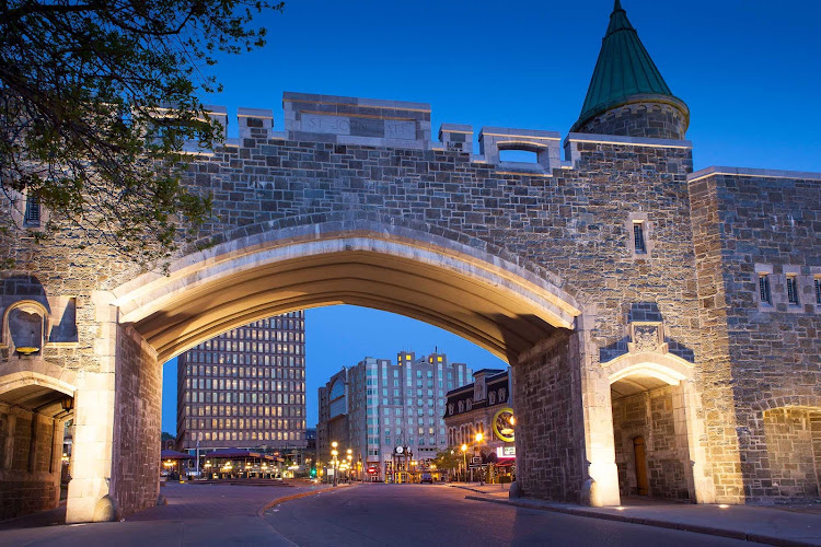 The historic fortifications of Quebec City stand in contrast to its modern cityscape. 