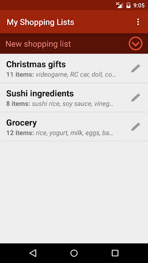 Shopping Lists with widget