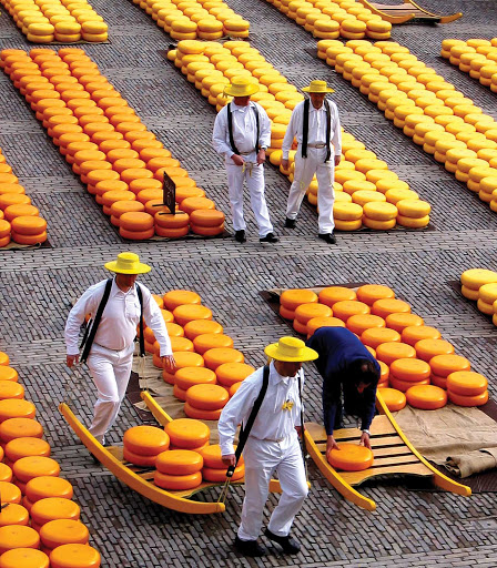 Say cheese: the Kaasmarkt (Cheese Market) in Alkmaar, north of Amsterdam in the Netherlands.