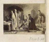 Fotoreproductie van (vermoedelijk) een prent met een knielende figuur