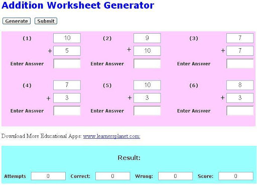 Math Addition Creator