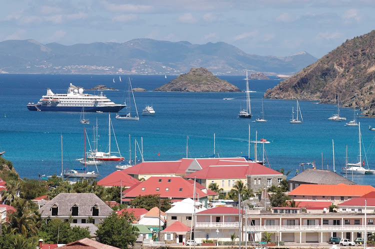 SeaDream II moors off Gustavia, the capital of Saint Barthélemy in the Caribbean. 