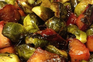 Honey Balsamic Brussels Sprouts with Plums