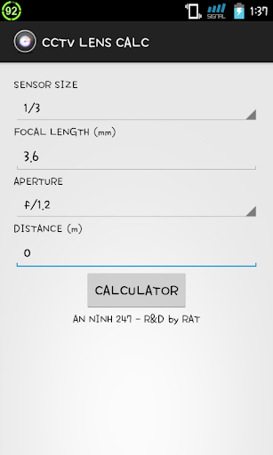 CCTV LENS CALC