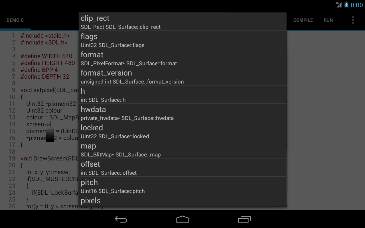 C4droid (C/C++ compiler & IDE) - screenshot