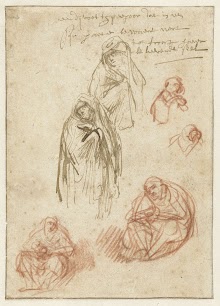 Studies van de treurende Maria Magdalena en de Maagd Maria