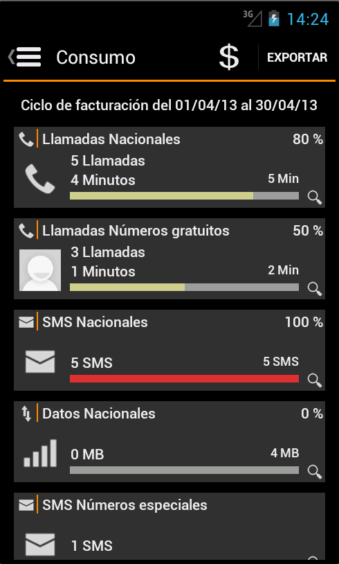Android application Gastos Celular PRO screenshort