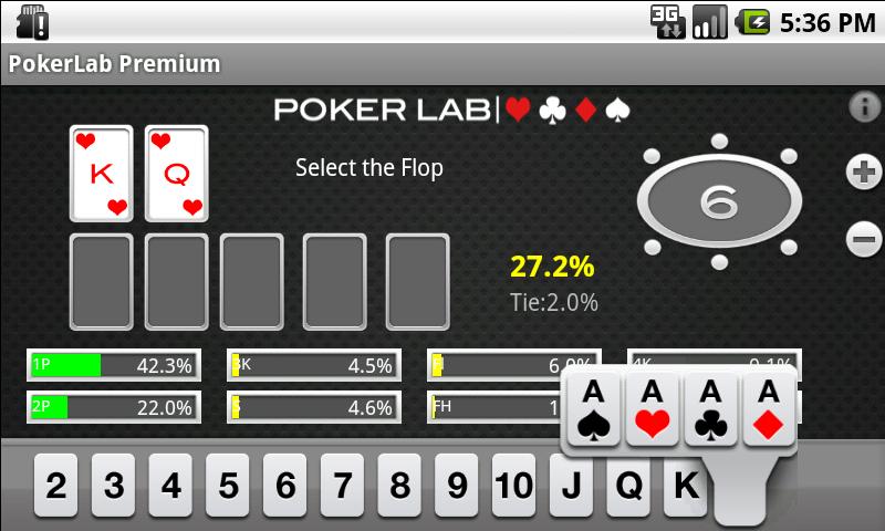 Android application pokerLab. Premium - poker odds screenshort