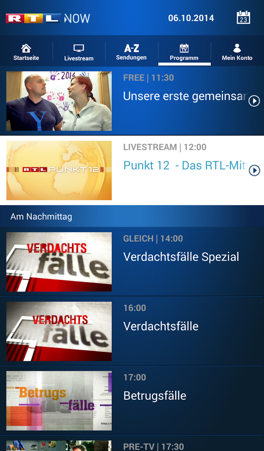 RTL NOW Screen 2