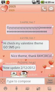 My Valentine GO SMS Theme - screenshot thumbnail