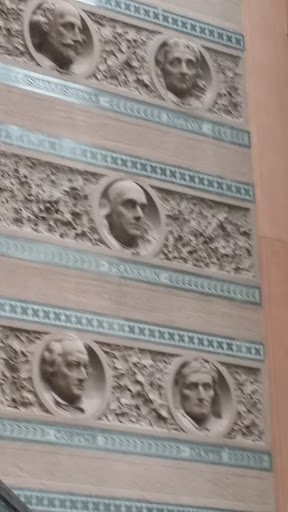 Busts of Shakespeare, Milton, Franklin, Goethe and Dante