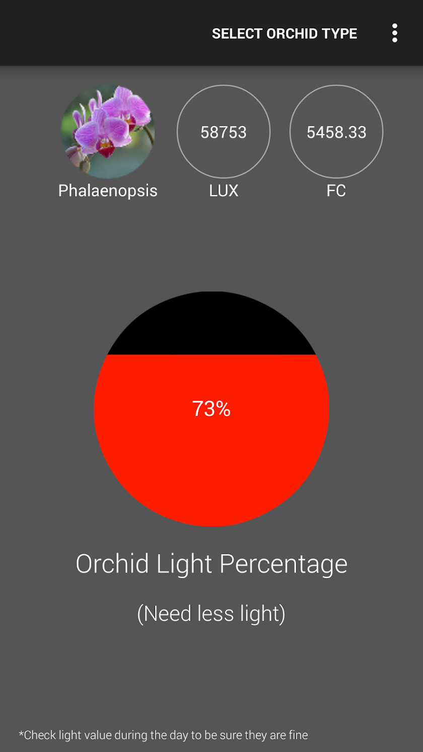 Orchid Care - Light Sensor Screen 1