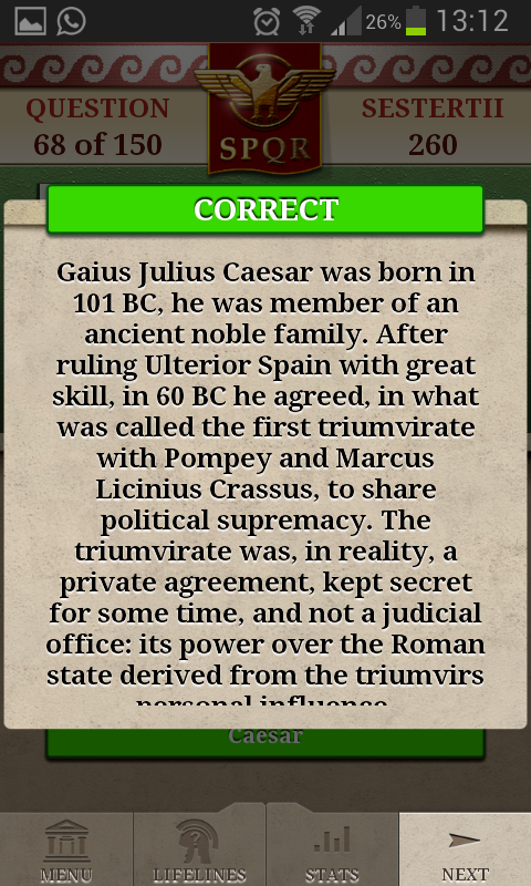 Genius Quiz History of Rome Screen 3