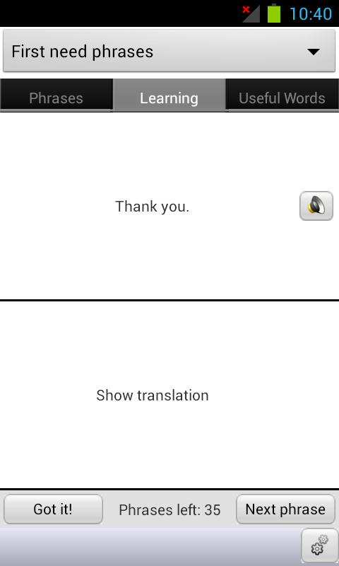 English&lt;-&gt;Danish Phrasebook Screen 3