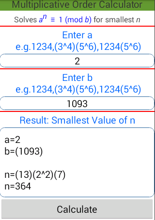 Multiplicative Order Calc
