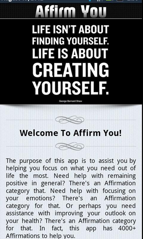 Android application Affirm You! screenshort