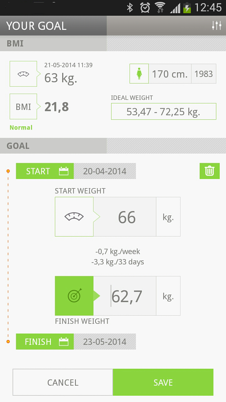 Scaless PRO - Weight Manager Screen 3