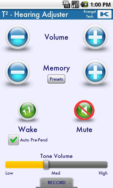 Android application T² Hearing Adjuster screenshort