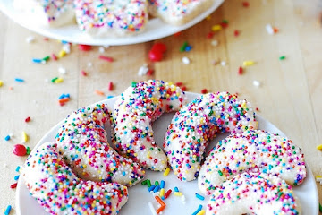 Almond Crescent Cookies with Sprinkles