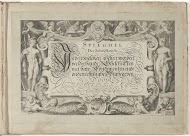 Titelprent met allegorische randlijst en gekalligrafeerde titel