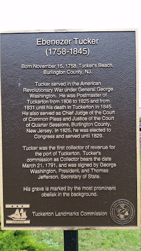 Ebenezer Tucker memorial plaque and flag pole