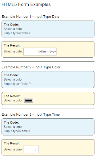 HTML5 Form Examples