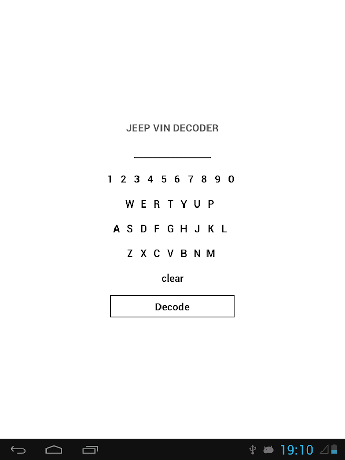 Jeep VIN Decoder - screenshot