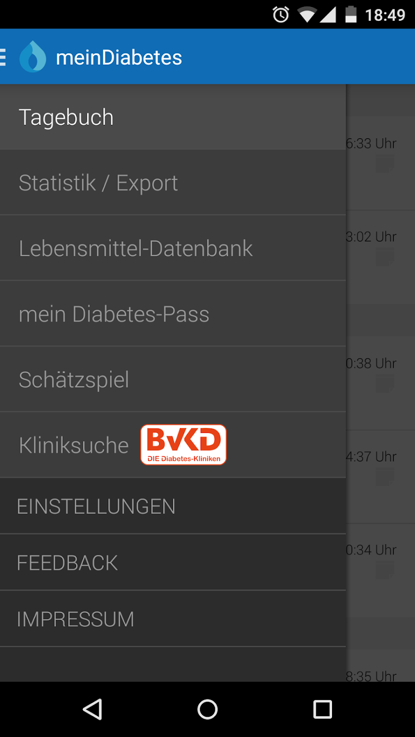 meinDiabetes, die Diabetes App Screen 2