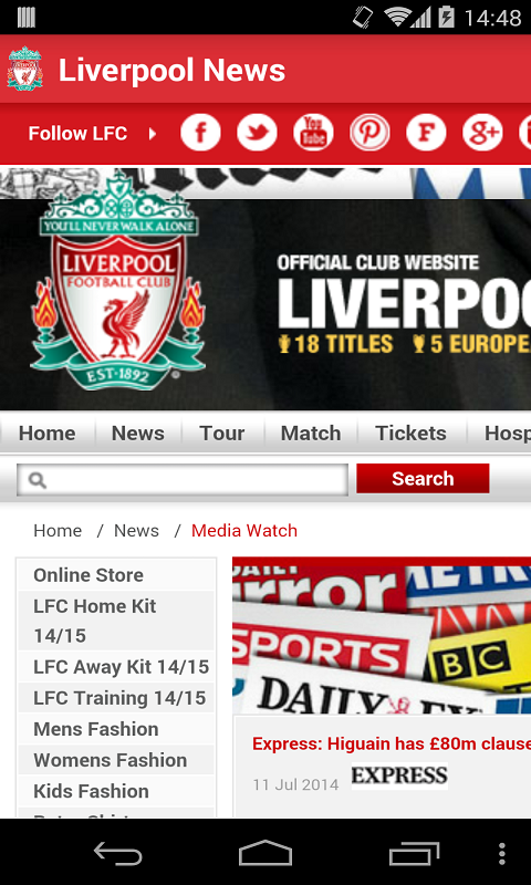 Android application Liverpool News screenshort