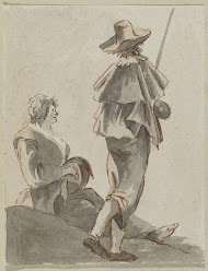 Zittende vrouw en staande man