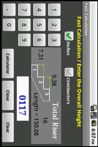 Stair Calculator Go Screen 2