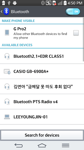 LG Bluetooth Smart Setting