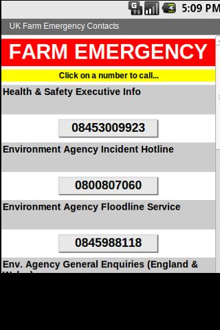 UK Farm Emergency Contacts