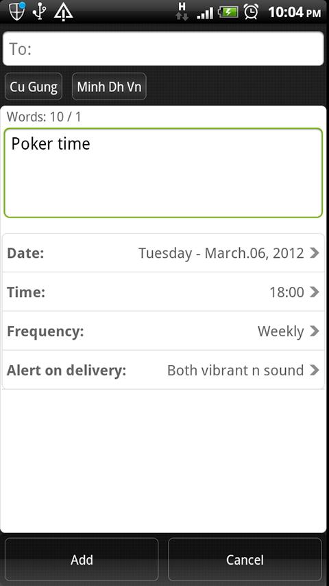    Schedule SMS: Send it later- screenshot  