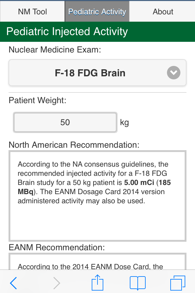 NM Dose Tools Screen 2