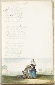 Heer knielend voor een jongedame