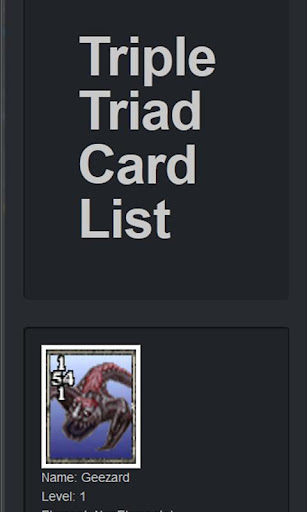 Triple Triad Card List
