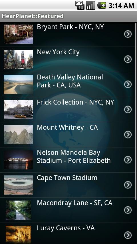 Android application HearPlanet: World Audio Guide screenshort