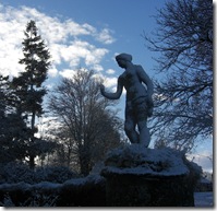 snow on a Traquair statue