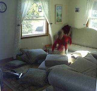 jumping on cushions