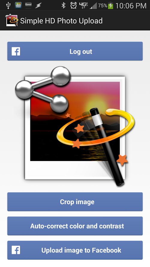 Android application Simple HD Photo Upload screenshort