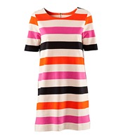 Straight jersey dress with print stripes
