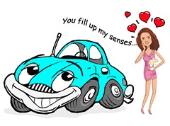 Car cartoon: You fill up my senses.